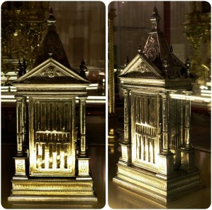 Reliquiario di santa Lucia, inizio XVII secolo, argento e mica. Coimbra, Museo Nacional de Machado de Castro. Fare click sull'immagine per visualizzare la foto ingrandita.