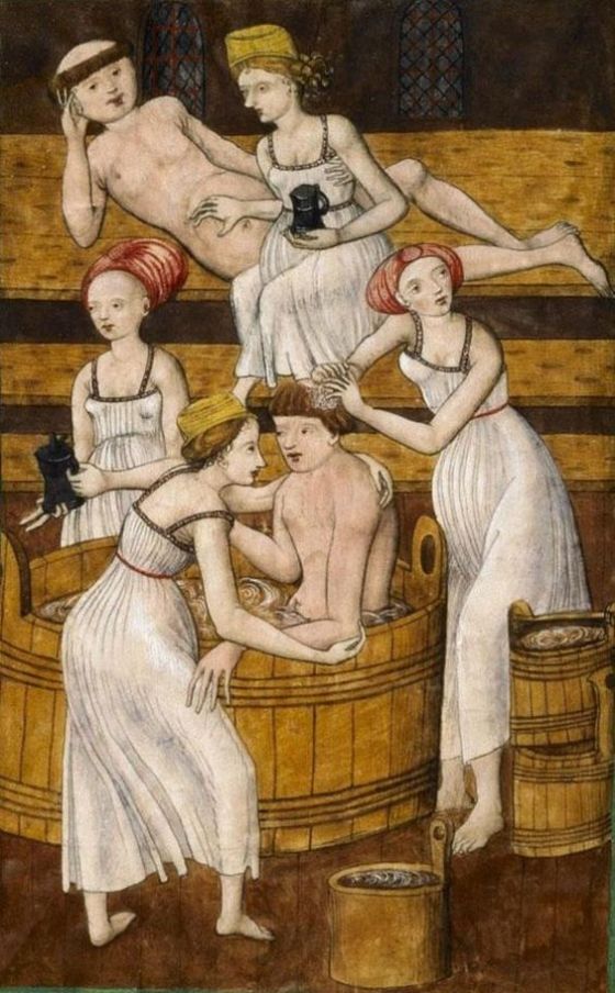  Ecco invece due monachelli che - come dire - se ne approfittano un po' troppo, in un codice miniato boemo (1490-1510 ca.)