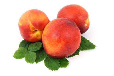 Fruit Nectarine Leaf Fresh Isolated Organic Food